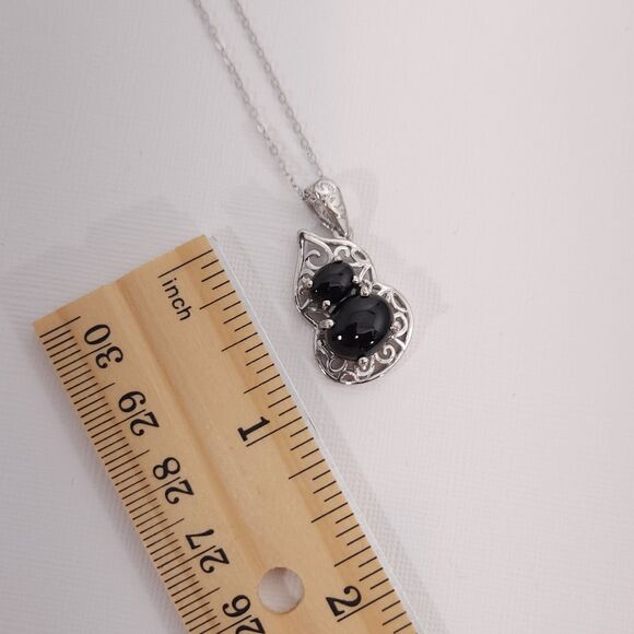 Australian Black Tourmaline Pendant Necklace Sterling Silver - Picture 9 of 12